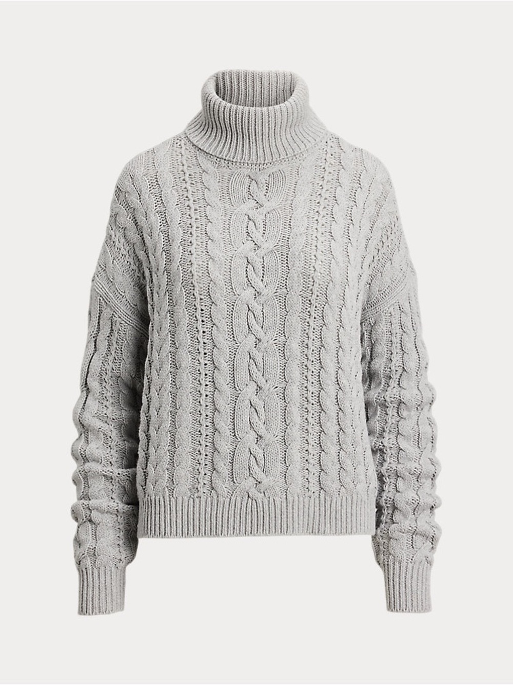 NWT Lauren Ralph Lauren Black Label Cable-Knit Turtleneck Sweater Gray Sz XL